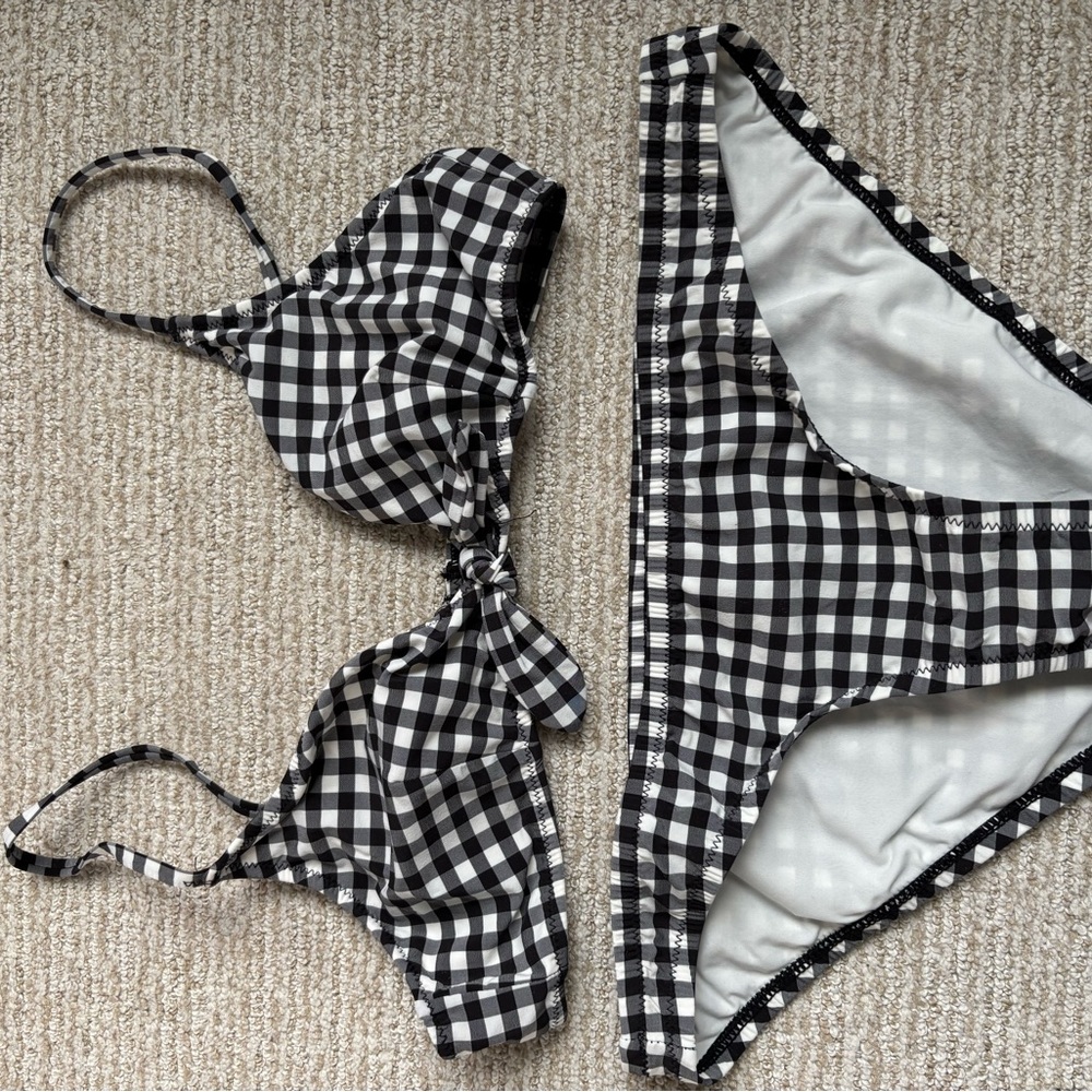 Black and White Gingham Bikini Set